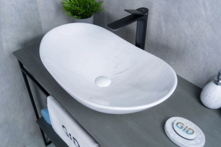 Раковина керамическая Gid Lago 54468 60х40 накладная цвет многоцветный без отверстий под смеситель