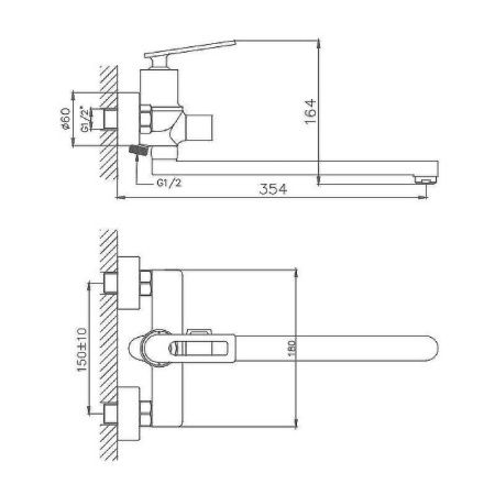 Смеситель для ванны и душа Haiba HB589 HB22589 настенный хром