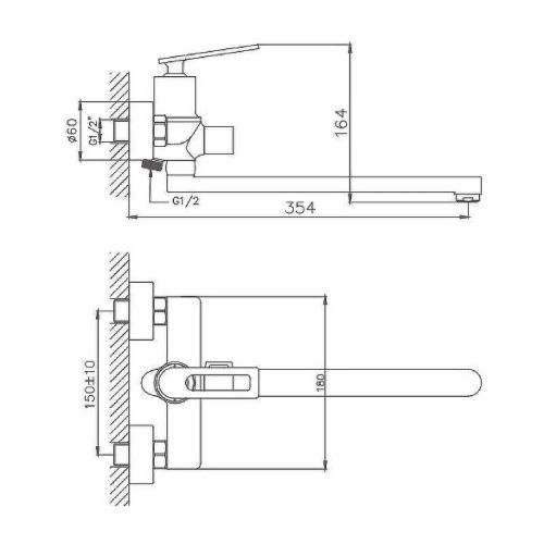 Смеситель для ванны и душа Haiba HB589 HB22589 настенный хром - фото 3