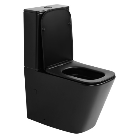 Унитаз напольный с бачком Abber Rechteck AC1210TMB черный матовый с сиденьем безободковый смыв торнадо