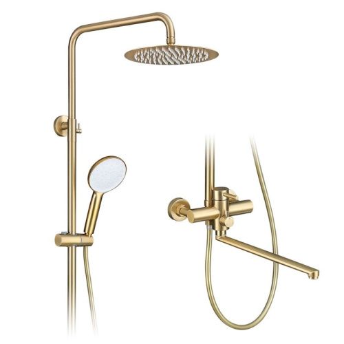 Душевая стойка ProHanss P31.24.03 настенная цвет сатин золотой - фото 4