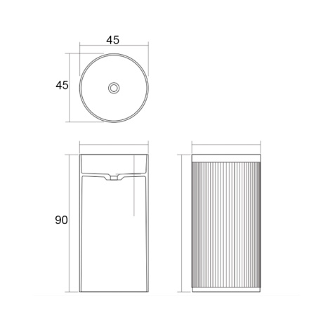 Раковина керамическая Dea Design Pedestal Basin DD2801 450 16 50х50 напольная цвет черный без отверстий под смеситель