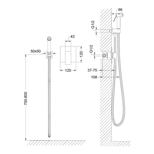 Смеситель с гигиеническим душем Timo Selene 2089/03SM встраиваемый в стену черный матовый без термостата - фото 2
