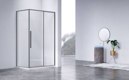 Душевой уголок Vincea Slim-N VSR-4SN9012CLGM 120х90 стекло прозрачное профиль вороненая сталь без поддона