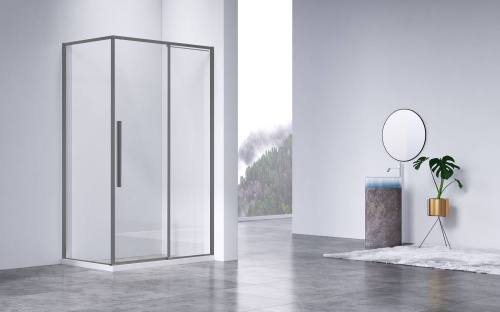 Душевой уголок Vincea Slim-N VSR-4SN9014CLGM 140х90 стекло прозрачное профиль вороненая сталь - фото 2