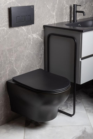 Унитаз подвесной Boheme Fiore 978-SET-B цвет черный матовый с сиденьем микролифт безободковый смыв торнадо