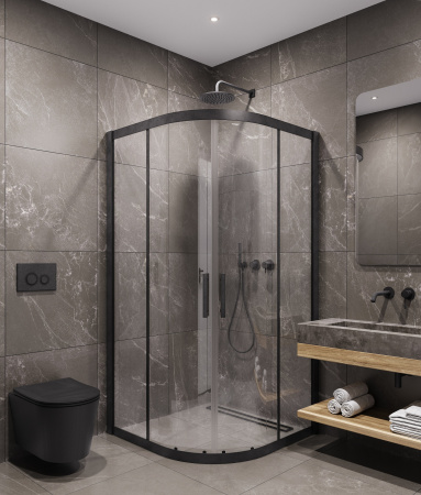 Душевой уголок Timo T46 90х90 стекло прозрачное профиль черный без поддона