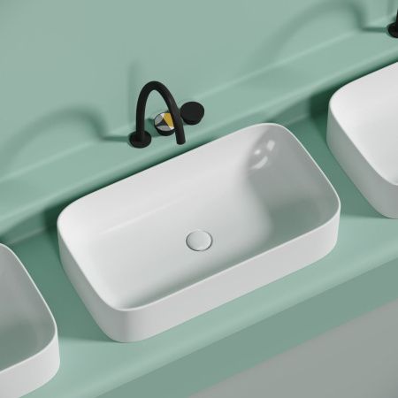 Раковина из сантехнического фарфора Ceramica Nova ELEMENT CN6054MW 70х40 накладная цвет белый без отверстий под смеситель