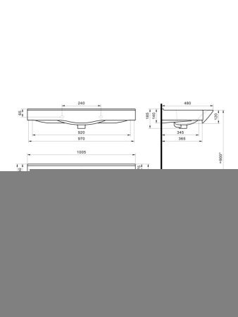 Раковина из сантехнического фарфора Santek Беверли WH302502 100х50 накладная цвет белый