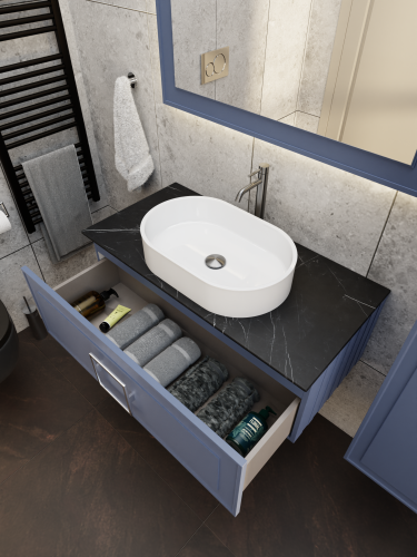 Тумба со столешницей La Fenice CUBO NFNC-01-CUB-BG-100-3-GB 100х36х49 подвесная цвет синий - фото 5