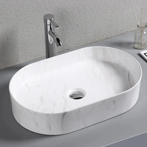 Раковина из сантехнического фарфора Cerutti SPA CR0055B MMW1 50х35 накладная цвет мрамор матовый белый - фото 4