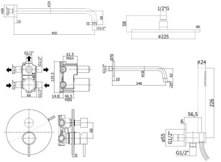 Душевая система Paffoni Light KITLIG019NO046 встраиваемая в стену цвет черный