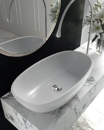 Раковина из искусственного камня Holbi TEFIA 1.02.008.11.1 60х30 накладная цвет белый без отверстий под смеситель