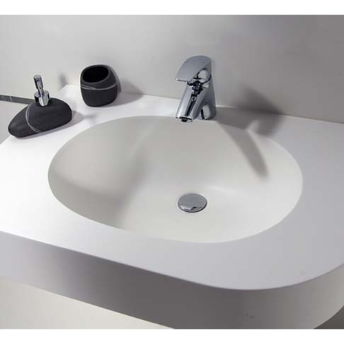 Раковина из искусственного камня MonteBianco Pietro Due 11023 55х40 встраиваемая цвет белый матовый без отверстий под смеситель - фото 2