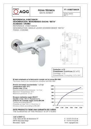 Смеситель для душа AQG Beta 01BET300CR настенный хром