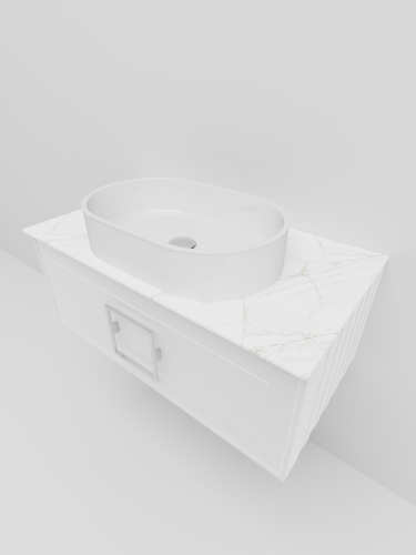 Тумба со столешницей La Fenice CUBO NFNC-01-CUB-B-80-3-GG 80х36х49 подвесная цвет белый - фото 3