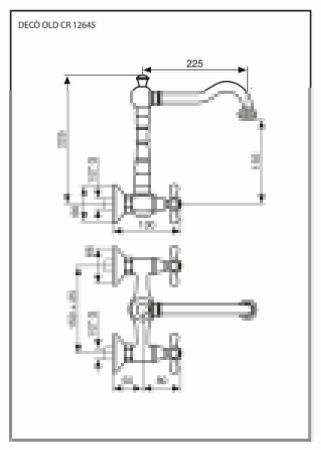 Смеситель для кухни Emmevi Deco Old 12645/BR настенный бронза