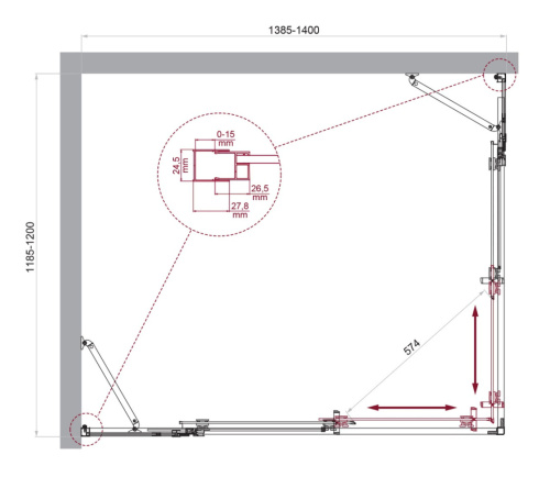 Душевой уголок BelBagno LUCE LUCE-AH-22-140/120-C-Cr 140х120 стекло прозрачное профиль хром глянцевый без поддона - фото 2