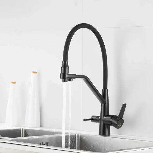 Смеситель для кухни Rose R558H на мойку черный - фото 5