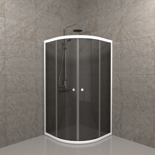 Душевой уголок Тритон Грэй Щ0000066475 90х90 стекло тонированное профиль белый без поддона - фото 5