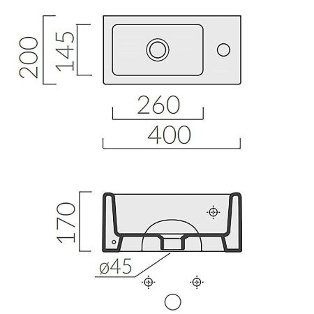 Раковина из сантехнического фарфора Galassia Plus Design 6030M 50х20 накладная цвет белый 1 отверстие под смеситель