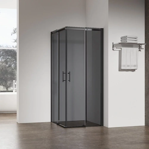 Душевой уголок Veconi Rovigo RV50B-100100-05-C8 100х100 стекло тонированное профиль черный