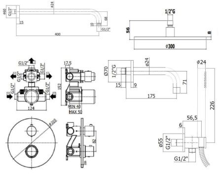 Душевая система Paffoni Light KITLIQ019NO139KING встраиваемая в стену цвет черный с термостатом