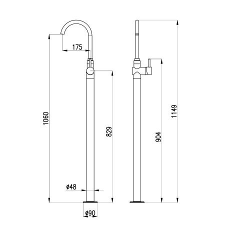 Смеситель для раковины RavSlezak Seina SE925.5Z напольный золото