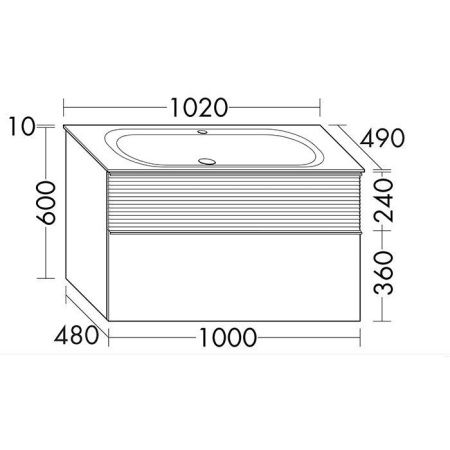 Тумба с раковиной Burgbad Fiumo SFXN102F3958FOT52G0200C0001*1 100х50 подвесная цвет коричневый/серый