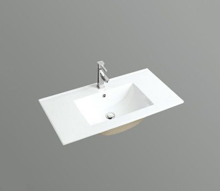 Раковина из сантехнического фаянса CeramaLux 9090E 90х50 встраиваемая цвет белый 1 отверстие под смеситель