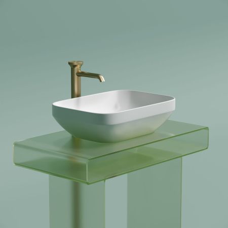 Раковина из сантехнического фарфора Ceramica Nova ELEMENT CN6055MW 50х40 накладная цвет белый без отверстий под смеситель