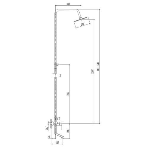 Душевая стойка Haiba HB24807 настенная цвет сталь - фото 3