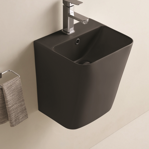 Раковина CeramaLux 38 см 500QMB подвесная цвет черный матовый - фото 2