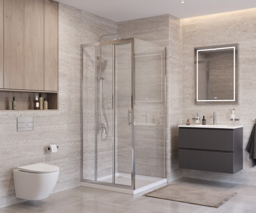 Душевой уголок BelBagno UNO-195 UNO-195-AHF-31-90/70-C-Cr 90х70 стекло прозрачное профиль хром без поддона - фото 4