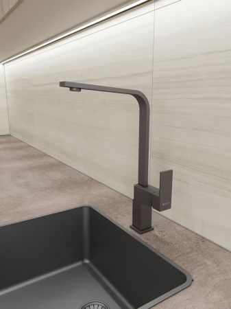 Смеситель для кухни Knotlor STABLE KN-21/GM на мойку вороненая сталь