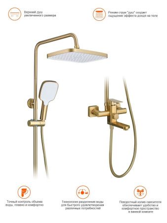 Душевая стойка ProHanss P60.24.03 настенная цвет золото
