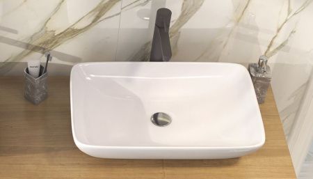 Раковина из сантехнического фаянса Velvex 78160 50х40 накладная цвет белый без отверстий под смеситель