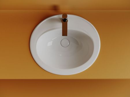 Раковина из сантехнического фарфора Ceramica Nova SUN CN6079 60х50 встраиваемая цвет белый 1 отверстие под смеситель
