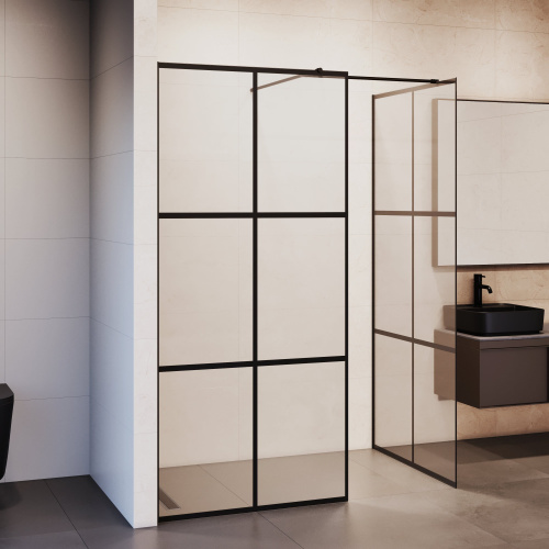 Душевая перегородка RGW Walk In 35102190-84 90х200 стекло с рисунком профиль черный - фото 2 Душевая перегородка RGW Walk In 35102190-84 90х200 стекло с рисунком профиль черный - фото 2