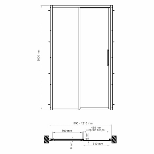 Душевая дверь WasserKRAFT Lopau 32S 32S05L 120x200 стекло прозрачное 6 мм - фото 4