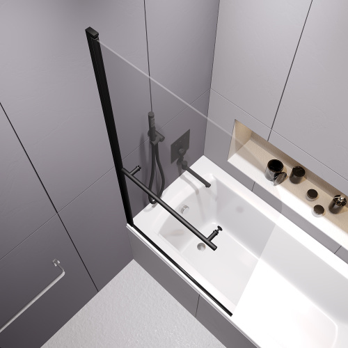 Душевая шторка на ванну RGW Screens 411111408-14 80х140 стекло прозрачное профиль черный ориентация универсальная - фото 5