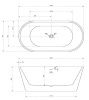 Ванна акриловая Abber AB9320-1.6 160х75 отдельностоящая овальная с каркасом