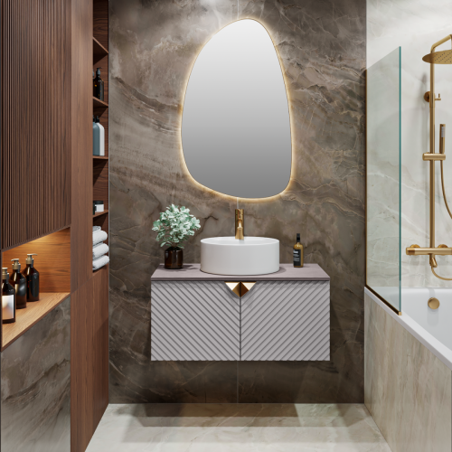 Тумба под раковину Runo Андорра 00-00004647 70х50 подвесная цвет коричневый - фото 4