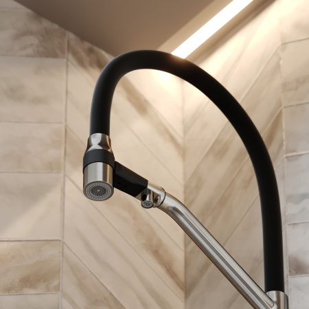 Смеситель для кухни Sancos Orta SC4008BN на мойку брашированный никель/черный