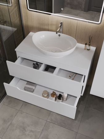 Тумба с раковиной Orange Line Li-100TuwMDF+B08-585W 100х50