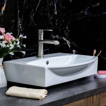 Раковина из сантехнического фарфора Melana 78014D-805 60х50 подвесная цвет белый 1 отверстие под смеситель