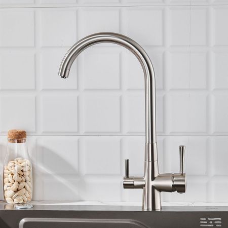 Смеситель для кухни Shevanik S428L на мойку сатин