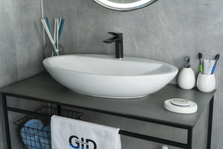 Раковина керамическая Gid Lago 51149 70х40 накладная цвет белый 1 отверстие под смеситель