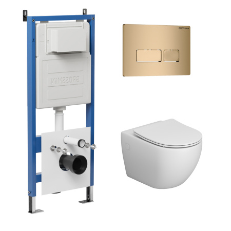 Инсталляция + кнопка смыва + унитаз Grossman Pragma 97.4411SQ.03.310