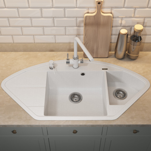 Кухонная мойка Uperwood Quartz Premium UPD-06 3910202120 101х51 цвет белый матовый поверхность матовая - фото 3